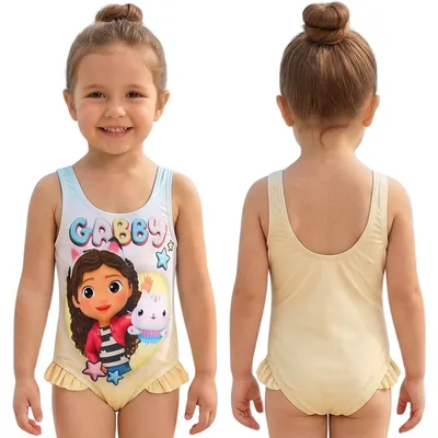 Produktbild von Gabby's Dollhouse einteiliger Badeanzug für Mädchen, für Schwimmbad und Strand 104-110