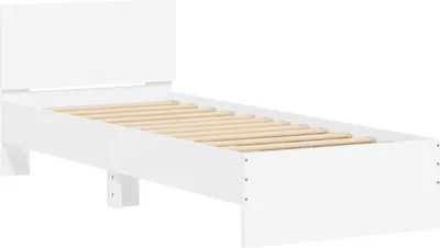 Produktbild von "WINTER SALE"Bettgestell Stylishces - Einzelbett/Jugendbett mit Lattenrost - mit Kopfteil - Weiß 75x190cm Holzwerkstoff - Klassische Betten NeuMöbel739500
