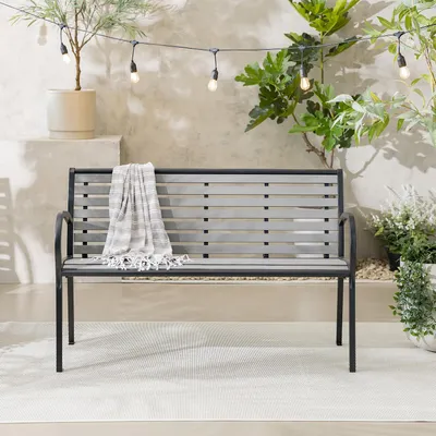 Produktbild von home24 Gartenbank - Stahl / Polywood