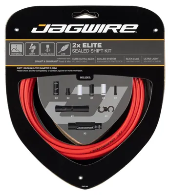 Produktbild von Jagwire Schaltzugset Road & Mountain Elite Sealed 2x - Hochglanz Rot, 190 g