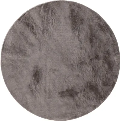 Produktbild von benuta Teppich Wohnzimmer Furry Grau ø 200 cm rund Fellteppich Wohnzimmerteppich Rutschfest Waschbar Hochflor Flauschig Plüsch Shaggy Weich