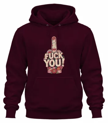 Produktbild von FUCK YOU Mittelfinger Blumen floral frech provokant Hoodie Kapuzenpullover, Burgundy, M