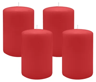Produktbild von Flachkopf-Stumpenkerzen Rot 60 x Ø 50 mm, 4 Stück