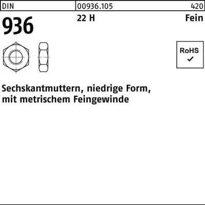 Produktbild von Reyher  Sechskantmuttern DIN 936 22 H M 18 x 1,5 (100 Stück)