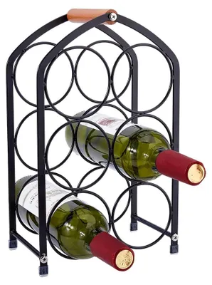 Weinregal für 6 Flaschen, Metall, schwarz, 20,11 x 13,23 cm