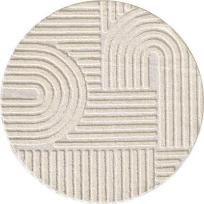 Produktbild von Homebyhome Hochflor Teppich Wohnzimmer Skandinavische Boho Design 3D Optik Teppich Shaggy Flauschig Weich, Grösse: 160 cm Rund