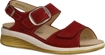 Produktbild von Finn Comfort Surinam Damensandale, Chili, Leder, Neu - Damenschuhe Sandale bequem / lose Einlage, Rot, leder (nubuk)