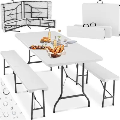 Produktbild von Famanu Campingtafelset - Klappbare Picknicktafel für 8 Personen - Ideal für Camping und Outdoor