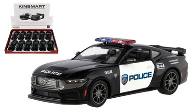 Obrázek produktu pro Auto Kinsmart 2024 Ford Mustang Dark Horse Policie 1:38 kov/plast 13cm na zpětné natažení 12ks v box