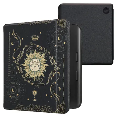 Produktbild von kwmobile Schutzhülle für Kobo Kobo Libra Colour / Tolino Vision Color Hülle - eReader Flip Case mit Auto Sleep Funktion - Tarot Karten mit Dunkelblau