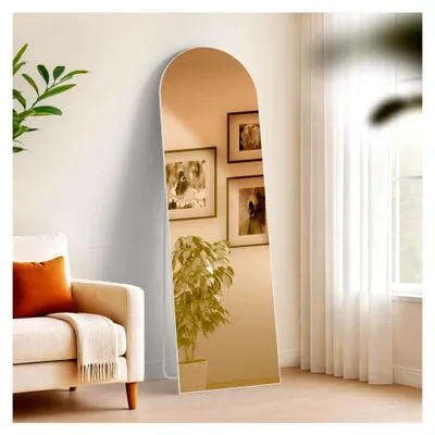 Produktbild von Großer Spiegel Moline, Stand- und Wandspiegel in einem, Ganzkörperspiegel mit Metallrahmen in verschiedenen Größen und Farben, Farbe: weiß matt, Größe: 160x50 cm