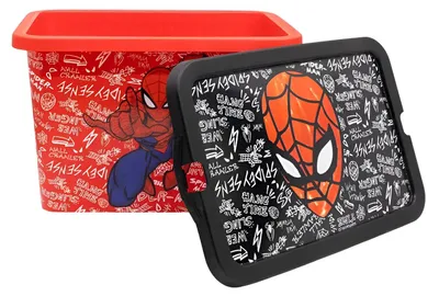 Obrázek produktu pro Plastový úložný box na hračky s víkem - Spiderman/2
