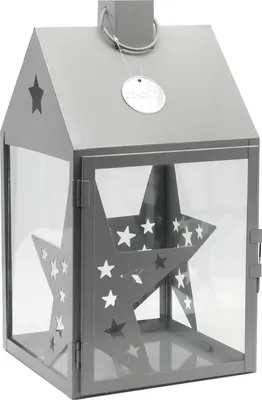 Produktbild von Dekovita, Laterne Metall Grau - Sternmotive 20x20x38cm
