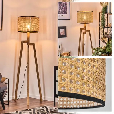 Produktbild von Casalina Stehlampe aus Holz/Metall/Rattan in Natur/Schwarz/Beige