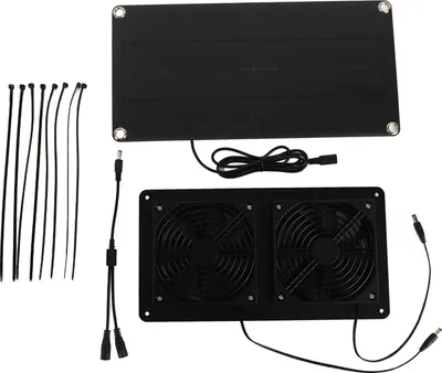 Obrázek produktu pro 12 kusů solárních ventilátorů, výkon 10 W, monokrystalický křemík, 3 W, systém dvojitého chlazení pro automobily a skleníky