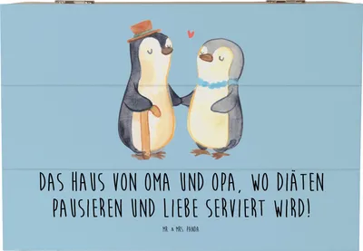 Produktbild von Mr. & Mrs. Panda Box Großelternliebe 22 x 15 cm - Blau Pastell - Geschenk, Verwandte, Aufbewahrungsbox Holz, Diät, Generationen, Geschenkbox, Enkelkinder, fotobox, Liebe