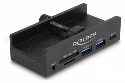 Immagine prodotto di Hub USB esterno, 3 porte, 5 Gbps, 2 x USB-A, 1 x USB-C, lettore di schede con 2 slot