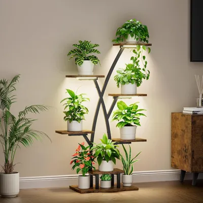 Imagen del producto de Soporte para plantas con 7 niveles, 105 cm de altura, de metal, ideal para interiores