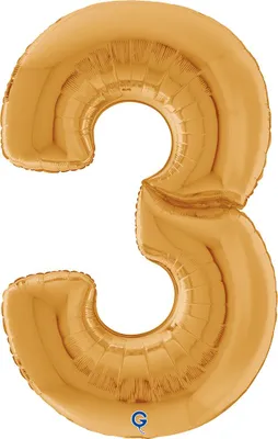 Produktbild von Riesenzahl Giant - Folienballon 64"/162cm - Gold Zahl: 3
