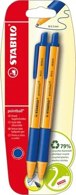 Produktbild von Druck-Kugelschreiber - STABILO pointball - 2er Pack - blau