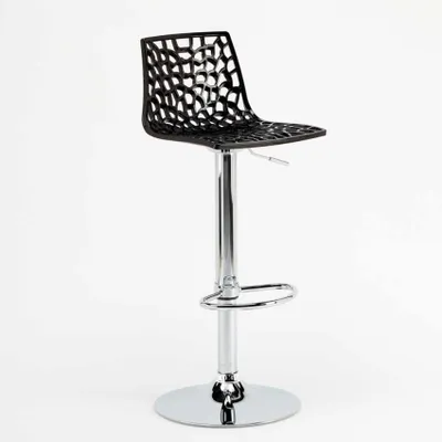 Image de Tabouret de bar avec repose-pieds Haut Pivotant Réglable en hauteur pour cuisine Bar Grand Soleil Spider - Noir