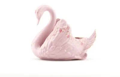 Produktbild von Labuť – malá, 13,5 cm, růžový porcelán, kytičky, Leander