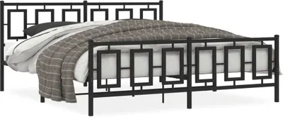Produktbild von Design Bettgestell mit Kopf- und Fußteil Metall Schwarz 183x213 cm, Klassische Betten 2024 Neu
