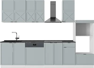 Obrázok produktu pre Kuchynský kút Vicco Fame-Line Svetlomodrá/sivá/biela 300 cm s vysokou skrinkou, AP antracit, Model 51223
