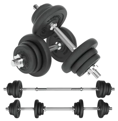 Zdjęcie produktu dla Regulowany zestaw hantli - obciążenie 40 kg - materiał: żeliwo - kolor: czarny - sprzęt fitness - zestaw hantli