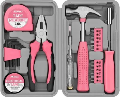 Produktbild von Famanu Werkzeugset für Haushalt und Garage - Pink, 24-teilig