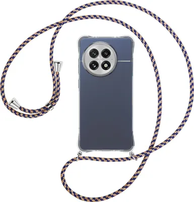 Produktbild von Handykette Backcover-Schutzhülle mit Band (Metall silberfarben) für OnePlus ACE5 5G - blau+beige