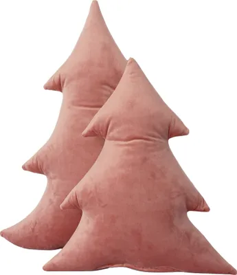 Produktbild von Set dekorativer Samtkissen in Form eines Weihnachtsbaums, rosa, Größe M + L