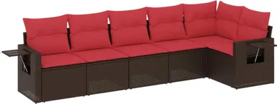 Produktbild von vidaXL 6-teiliges Gartensofa-Set mit Kissen, braun, Polyrattan