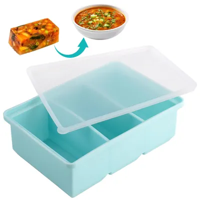 Produktbild von Siliconen Soep-Vriescontainer mit Deckel - Extra große Jumbo-Eiswürfelform - 1000 ml