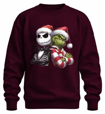 Obrázok produktu pre Grinch Jack Skellington Christmas Santa Hat Funny Gift Uni mikina, bordová, S
