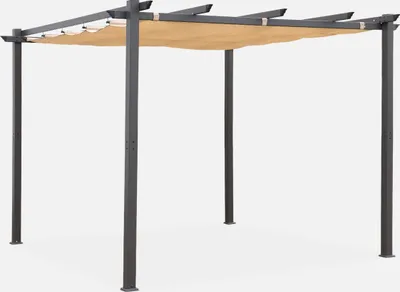 Produktbild von sweeek - Pergola, Aluminium, 3x3m, Schiebedach - Beige