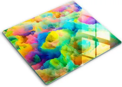 Zdjęcie produktu dla Deska kuchenna – 60 cm x 52 cm - Szklana deska do krojenia - Szkło hartowane – Antypoślizgowa - Barwna Abstrakcja