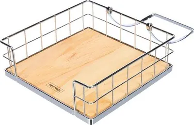 Image de Support de serviette en acier inoxydable avec pied en bois