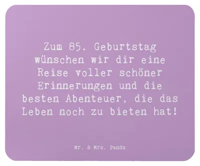 Produktbild von Mr. & Mrs. Panda Mousepad Spruch 85. Geburtstag - Lavendeltraum - Geschenk, Mouse Pad, Feier des Lebens, Happy Birthday, pc mausunterlage, Alter, Liebe und Lachen