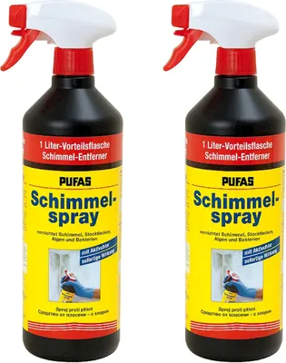 Produktbild von 2 x Pufas Schimmel-Spray 1L, Schimmelentferner mit Aktivchlor, Schimmelex
