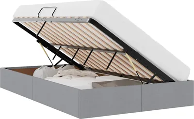 Productafbeelding van vidaXL Ottoman bedframe met opbergruimte, lichtgrijs, 120 x 200 cm, gestoffeerd