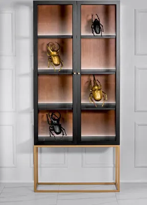 Produktbild von Vitrine Schränke Vitrinen Schrank Holz Glas Möbel Design Wohnzimmer Glasschrank