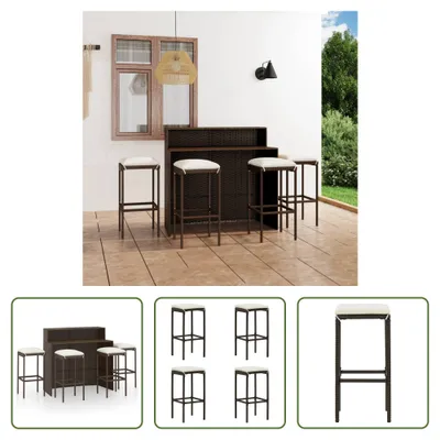 Produktbild von The Living Store 5-tlg. Gartenbar-Set mit Kissen Braun