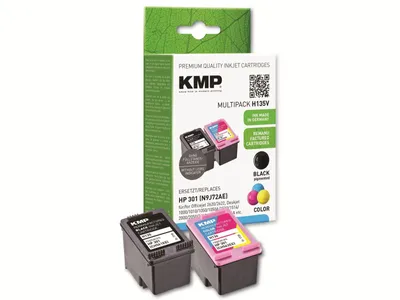 Immagine prodotto di Set di cartucce d'inchiostro KMP compatibili per HP 301 (CH561EE/CH562EE)
