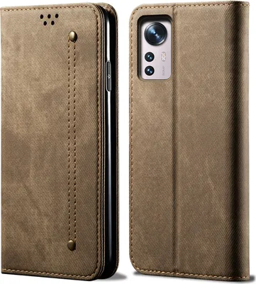 Obrázek produktu pro Xiaomi 12 Pouzdro, Kožené Peněženkové Pouzdro s Magnetickým Uzavíráním a Stojánkem pro Xiaomi 12 Khaki