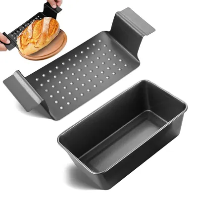 Productafbeelding van Bakvorm, rechthoekig, van koolstofstaal, 24x14x6,5 cm, zwart, met roosterbodem