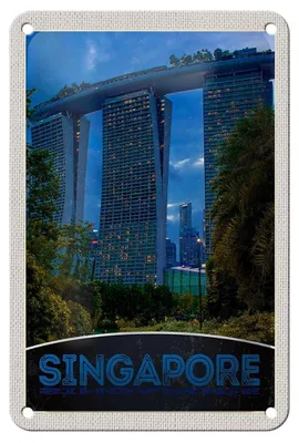 Produktbild von Blechschild Reise 12x18cm Singapur Asien Architektur Hochhaus Schild