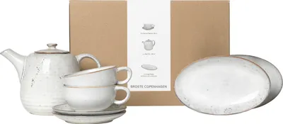 Image de Broste Copenhagen Nordic Sand Service à thé pour deux, couleur sable, 5 pièces