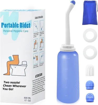 Produktbild von Famanu Bidetflasche - Mobiles Bidet mit zwei Sprühköpfen - 500 ml