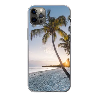Produktbild von MuchoWow® Handyhülle Schutzhülle Hülle für iPhone 12 Pro Max Strand - Sonnenuntergang - Palme Silikon Softcase Handy Hülle - Hartschale